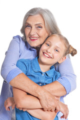 Sticker - Grandmother with adorable granddaughter