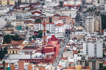 Sticker - Aerial view of Salta City and San Francisco Church - Salta, Argentina