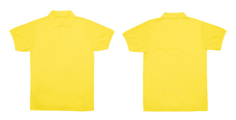 Wall Mural - Blank Polo shirt color yellow front and back view on white background