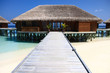 © Angelina Cecchetto - Wood Pier Leading to Overwater Bungalows on Pacific Ocean in the Maldives