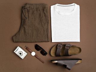 Composition of stylish male clothing.