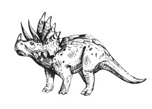 Sketch Of Dinosaur. Hand Drawn Illustration Converted To Vector