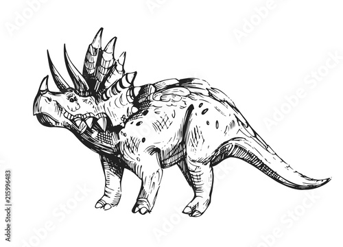 Photo  Sketch of dinosaur. Hand drawn illustration converted to vector