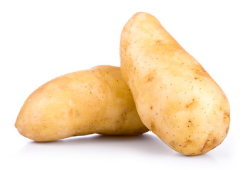 group of yellow tasty new potato isolated on white background close up