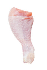 Wall Mural - One Raw chicken leg drumsticks isolated on a white background