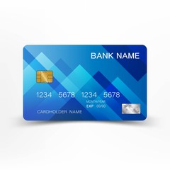 Wall Mural - Blue credit card vector Illustration EPS10. On white background.