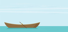 Wooden Boat. Flat Vector Illustration