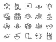 Vietnam Icon Set. Included Icons As Vietnamese, Street Food , Pho Noodle, Communist, Ho Chi Minh, Landmarks And More.