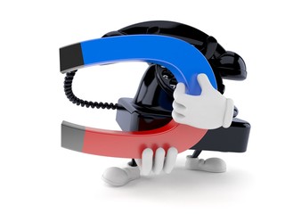 Poster - Telephone character holding horseshoe magnet