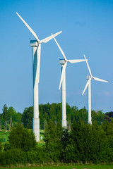 Wall Mural - windmill type wind electricity generator in the field in latvia in summer