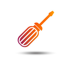 Screwdriver tool sign icon. Fix it symbol. Repair sign. Blurred gradient design element. Vivid graphic flat icon. Vector