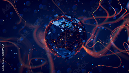 Cuadros en Lienzo Abstract crypto cyber security technology on global network background