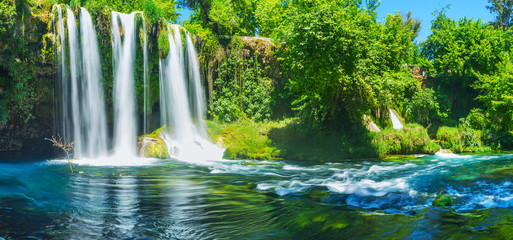 Sticker - The misty effect waters of Upper Duden Waterfall, Antalya, Turkey