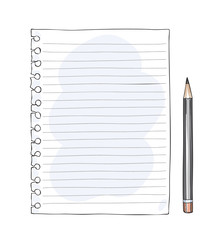 One sheet of paper from a notebook hand drawn art vector illustration