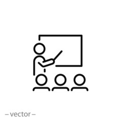 Training icon, workshop linear sign isolated on white background - editable vector illustration eps10