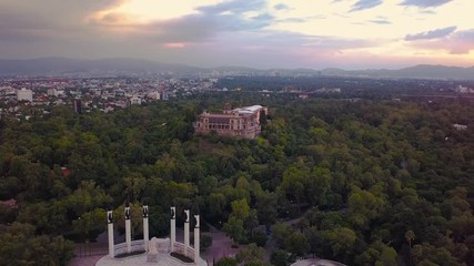 Sticker - Mexico City skyline sunset - Chapultepec Castle and memorial 