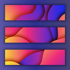 Aufkleber - Colorful fluid gradient abstract background.Paper cut of cover design for business banner template and material design.Vector illustration.