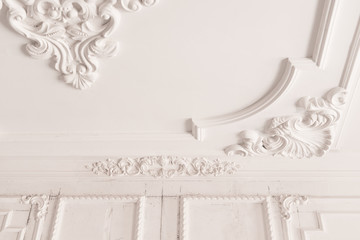 Wall Mural - unfinished plaster molding on the ceiling. decorative gypsum finish. plasterboard and painting works