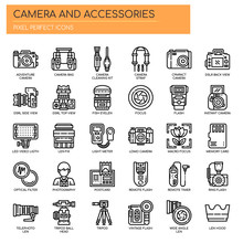 Camera And Accessories , Thin Line And Pixel Perfect Icons