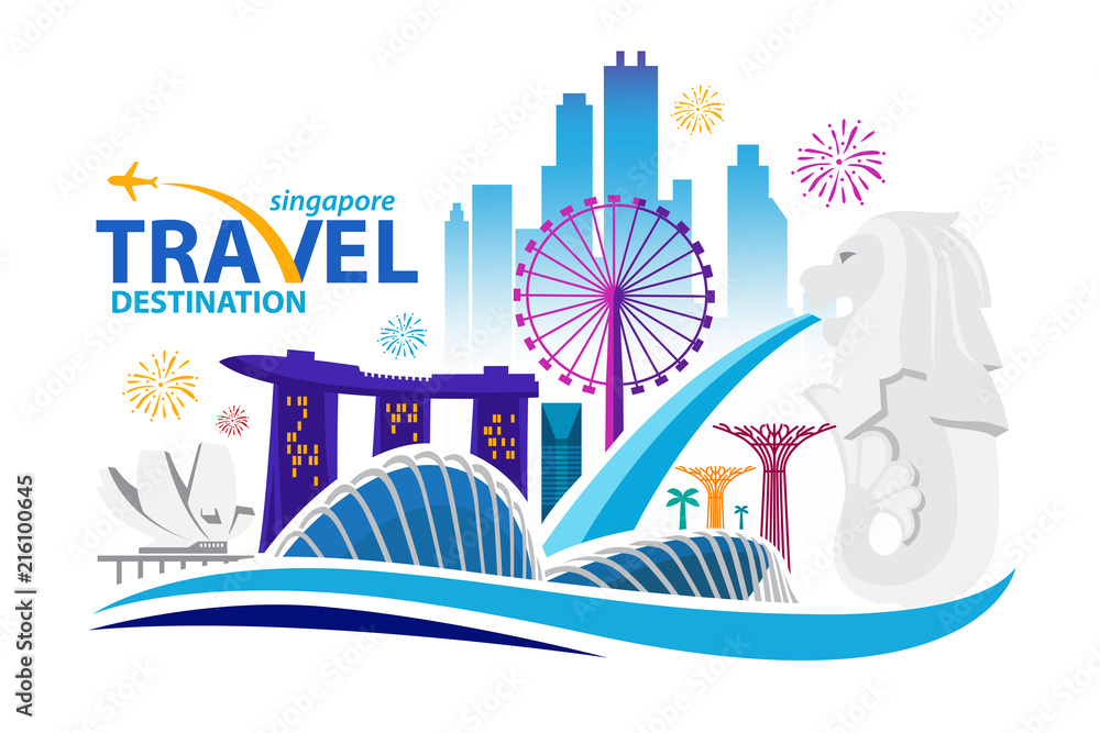Singapore Travel Landmarks. Vector and Illustration. Stock Vector ...