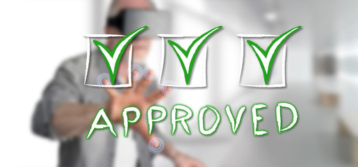 Wall Mural - man touching a validation concept