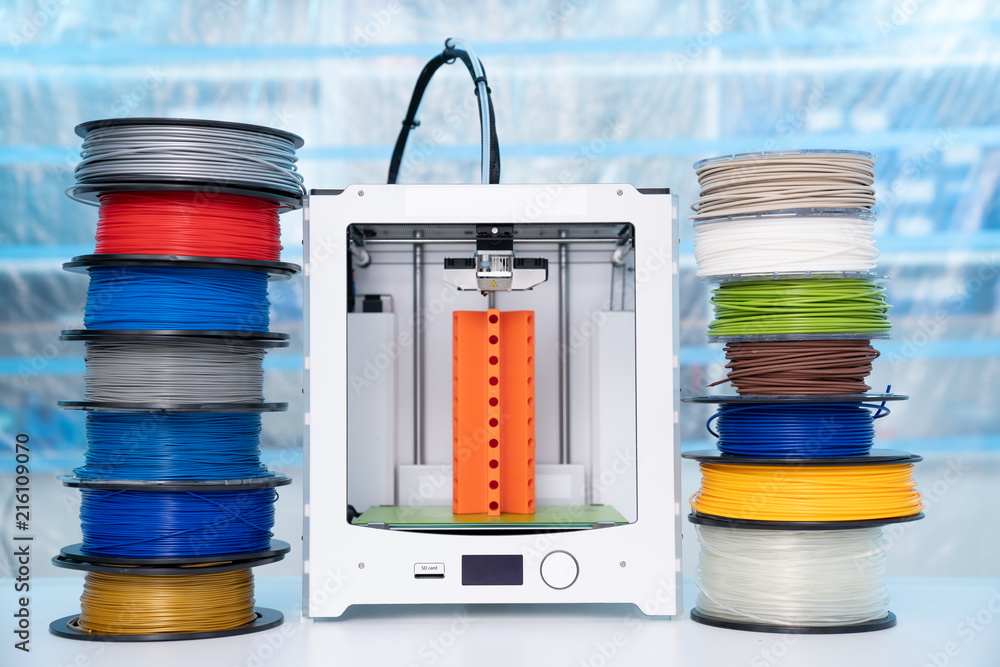 color plastic PLA and ABS filament for printing on a 3D printer - obrazy, fototapety, plakaty 