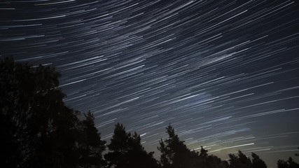 Wall Mural - timelapse of beautiful night sky with star trails moving slowly, infinity science night future conce