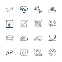 Poster - Collection of 16 machine outline icons