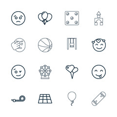 Sticker - Collection of 16 fun outline icons