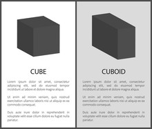 Cube And Cuboid Black Geometric Shapes With Text