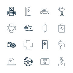 Wall Mural - Collection of 16 emergency outline icons