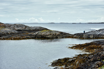 Canvas Print - Rocks view on the coast of famous Atlantic Ocean Road -  Atlanterhavsveien , More og Romsdal county, Norway.