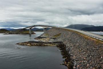 Canvas Print - The Atlantic Ocean Road -  Atlanterhavsveien , 8.3-kilometer  long section of County Road 64 that runs through an archipelago in Eide and Averoy in More og Romsdal, Norway