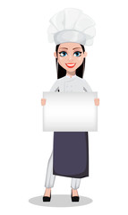 Poster - Beautiful baker woman in professional uniform