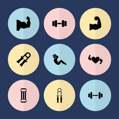 Wall Mural - Set of 9 muscle filled icons