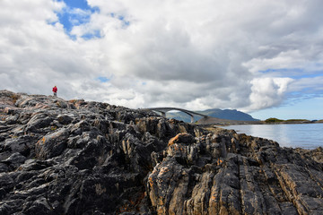 Poster - The Atlantic Ocean Road -  Atlanterhavsveien  8.3-kilometer  long section of County Road 64 runs through an archipelago in Eide and Averoy in More og Romsdal, Norway