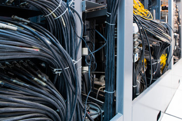 network panel, switch and cable in data center