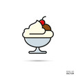 Ice cream sundae bowl vector filled line icon