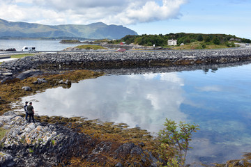 Canvas Print - The Atlantic Ocean Road -  Atlanterhavsveien  8.3-kilometer  long section of County Road 64 runs through an archipelago in Eide and Averoy in More og Romsdal, Norway