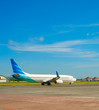Airplane takeoff Bali airport runway