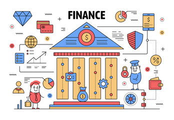 Canvas Print - vector thin line finance poster banner template