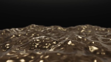 Wall Mural - Golden waves on a black background