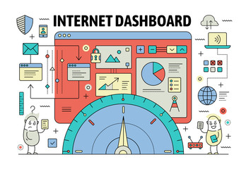 Canvas Print - vector thin line dashboard poster banner template