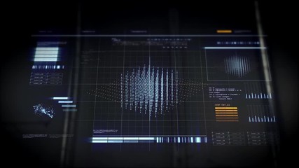 Wall Mural - future technology and programming concept - hand switching virtual screen with 3d cube rendering