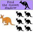 Educational game: Find the correct shadow. Mother kangaroo and baby.