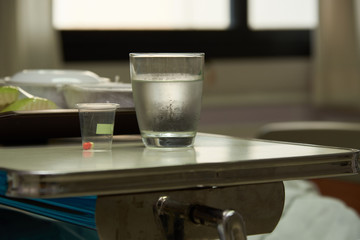 Medicine and water for patient admitted in hospital