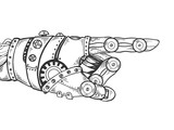 Fototapeta Młodzieżowe - Robot hand engraving vector illustration