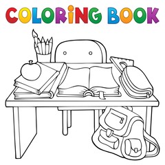 Poster - Coloring book school desk theme 1