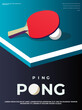 Pingpong Poster Template. Table and rackets for ping-pong. Vector illustration EPS10