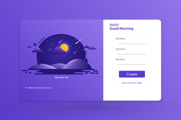 Wall Mural - Sign up Form Landing Page Design Template Concept Vector Illustration